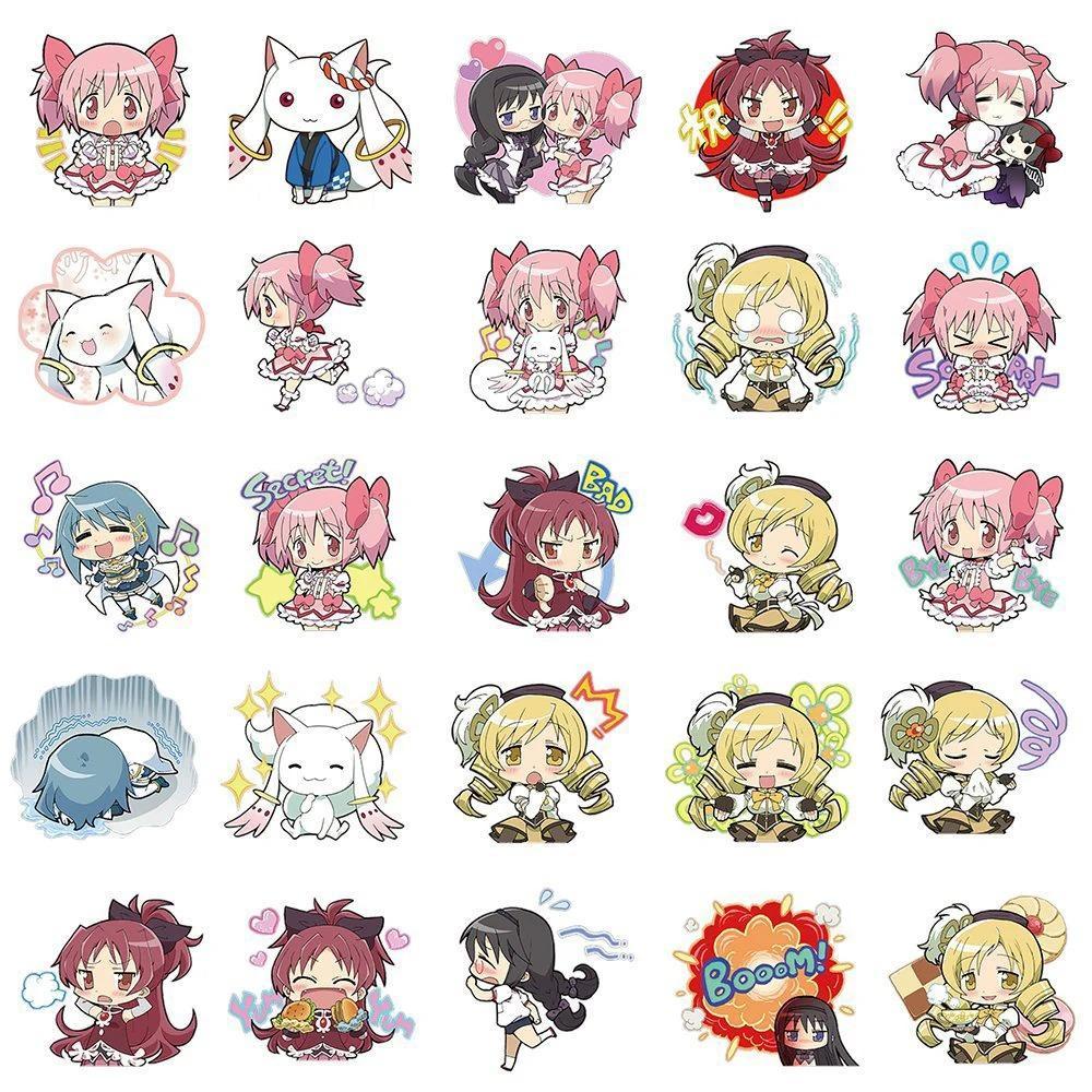 48pcs Kawaii Anime Puella Magi Madoka Magica Stickers Kaname Madoka Akemi Homura Decals for Laptop Phone Cartoon sticker Girl
