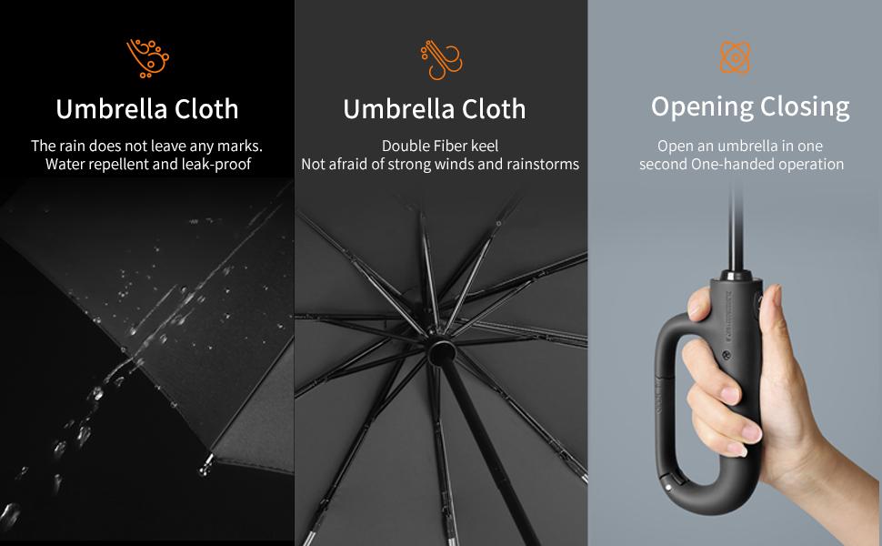 Ring Buckle Handle Automatic Umbrella, Thickened Reinforced Dual-Purpose Folding Umbrella for Two, Sunshade & Rainproof, 1pc