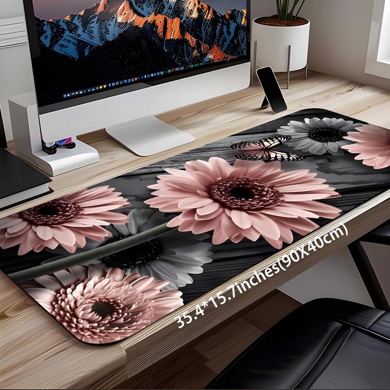 Vintage Sunflower & Butterfly Pattern Mouse Pad, Rectangle Gaming Mouse Pad, Non-slip Rubber Pad, Desktop Decoration Protective Pad for Home Office, Office Accessories, Gaming Mousepad