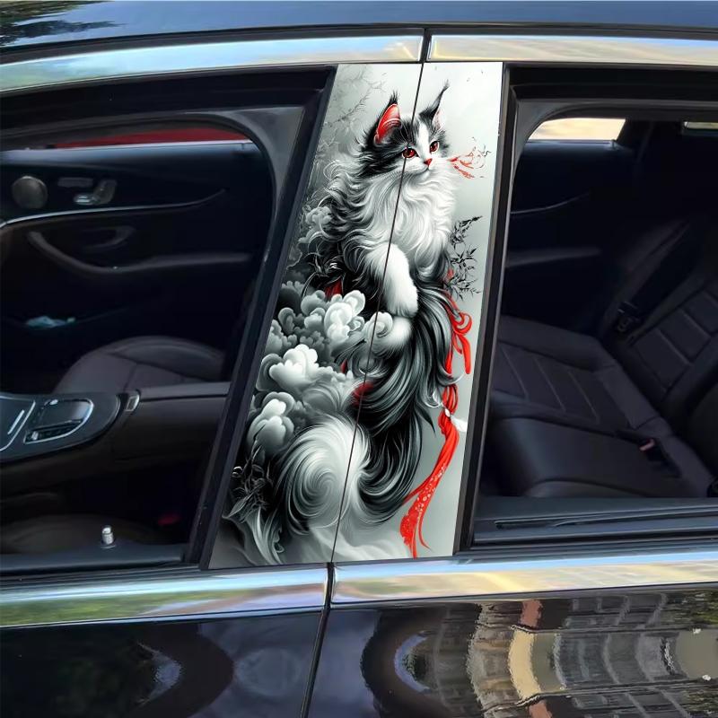 2 Ink Wind Civet Car Decals - Waterproof and Scratch Resistant Vinyl Stickers, Black Butterfly with White Flowers, Suitable for Cars, Laptops, Helmets, Motorcycles and Refrigerator Decorations, Refrigerator Stickers | Floral Butterfly Design |