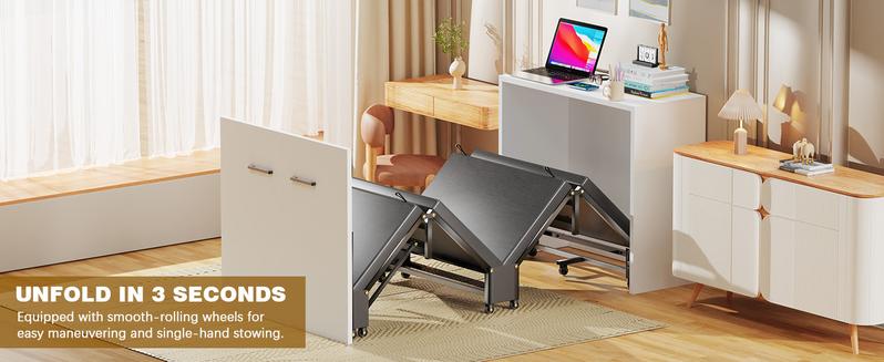 SLSY Murphy Bed with Mattress, Folded Cabinet Bed, Guest Bed Roll Away Bed Fold up Bed for Guest Bedroom, Living Room, Office,75" x 29"