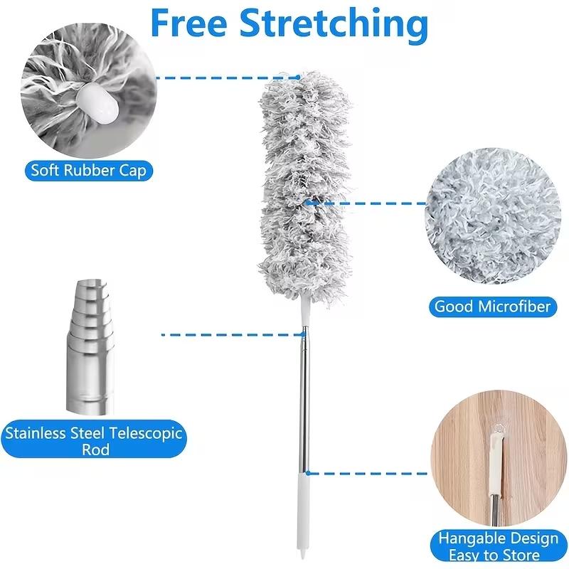 1pc, Electrostatic Dusters, Retractable Dust Removal Brush, Dusting Brush, Reusable Washable Furniture Dust Duster for Fan, Desktop, Keyboard, Furniture, Car, Cleaning Supplies, Cleaning Tool, Microfiber Duster