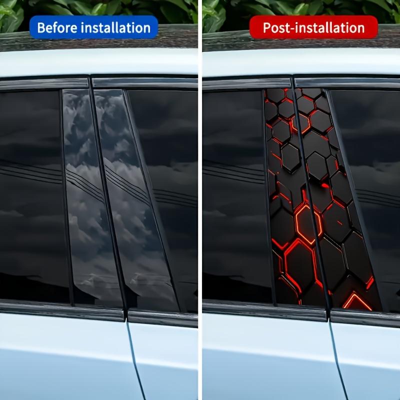 2-piece checkered pattern car sticker, Car decals, suitable for all car models, waterproof, scratch resistant, durable vinyl sticker, used for car door B-bar, self-adhesive and easy to install, space theme