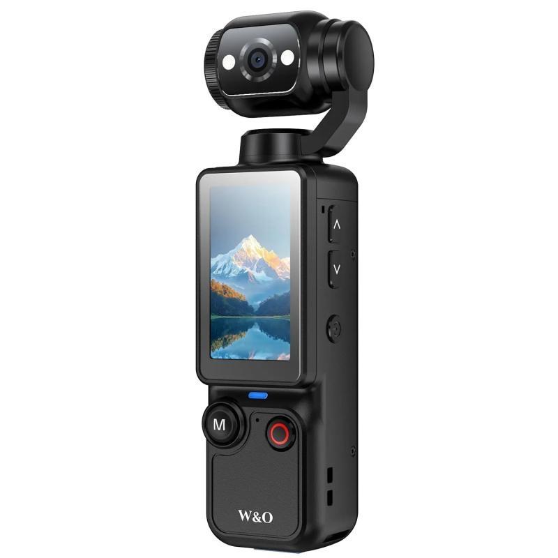 Portable 2.5K Ultra HD Video Recorder with 180 Rotating Lens, Handheld Stabilizer Pocket Camera, Full Body Camera for Vlogging, Travel & Daily Life Recording, USB Rechargeable, Black, Vlogging Camera, Modern Gadget, Durable Construction, Camcorder