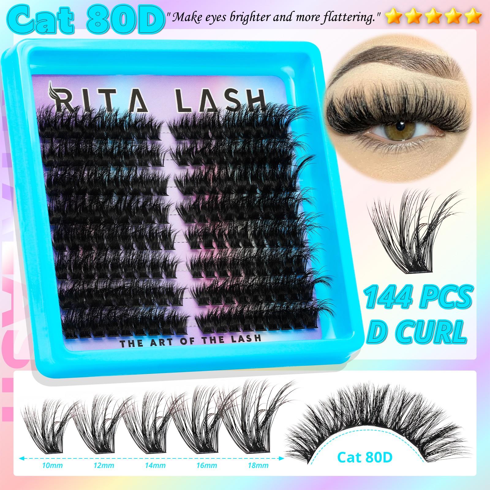 RITALASH 544PCS 4 Styles Upgrade Cat Lash Clusters Gift Packs, WaterProof Lashes Eyelash Clusters Extensions for Beginners and Proficient, DIY at Home Easily, Extension Soft comfortable Easy Apply Natural Look for Makeup gift Lash Clusters