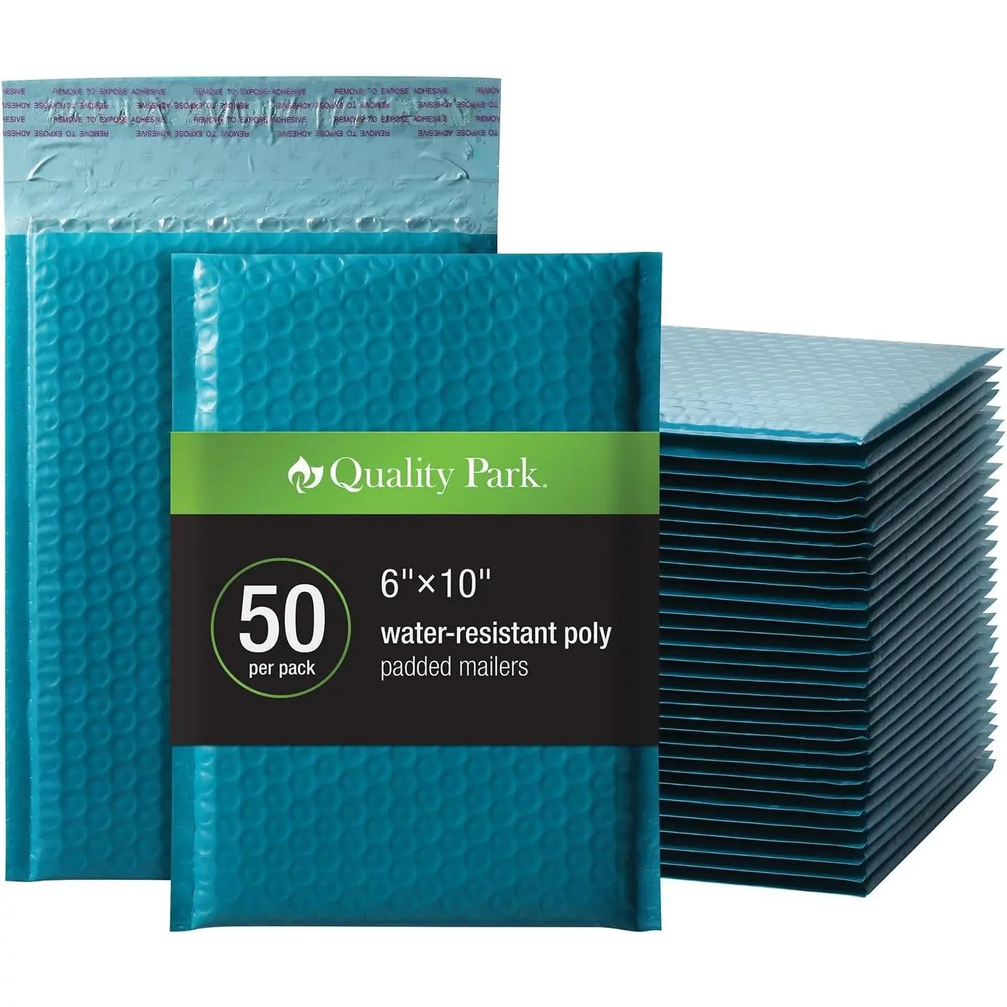 Bubble Mailers, 6 x 9 Inch, Blue Poly Mailers, Padded Envelopes, Shipping Envelopes, Water Resistant, Self Seal, 50 Per Box (QUA85862)