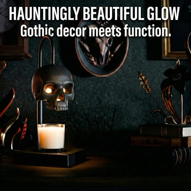 Skull Candle Warmer Lamp with Timer & Dimmer, Adjustable Height Gothic Candle Lamp, Perfect for Ambiance Lighting, Candles Not Included