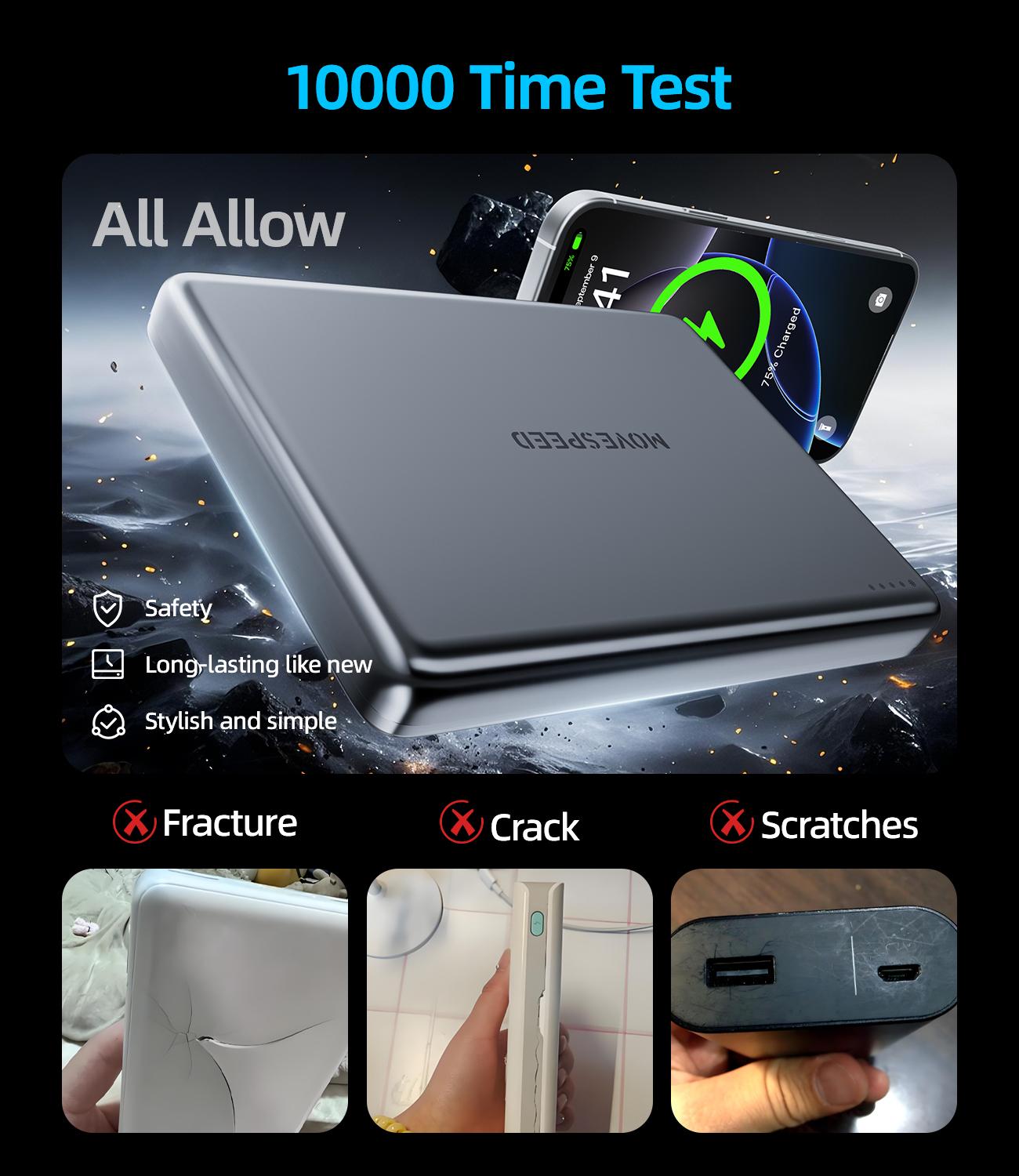 MOVE SPEED Qi2 Certified Magnetic Power Bank F 0.5inch for 10000mAh 0.3inch for 5000mAh Ultra Slim MagSafe Portable Charger 10,000mAh Magnetic Wireless Card Power Bank,Battery Pack for Phone ,Travel Essential