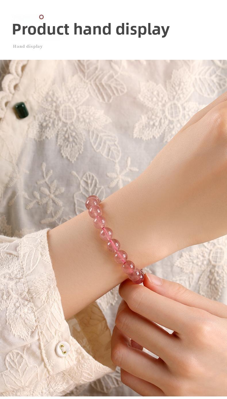 [Love Knocks Door] crystal bracelet, strawberry quartz single strand, unisex, daily wear gift, natural stone, love romance symbol