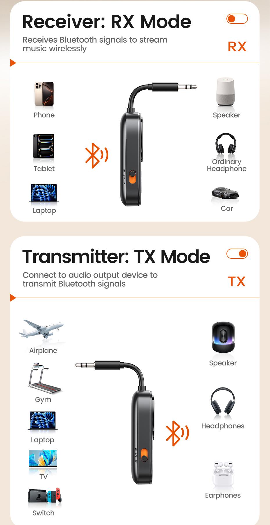 Toocki Bluetooth 5.4 Audio Reciever Transmitter RT/TX 2 In 1 3.5mm AUX Dual Device Adapter for TV Earphones Cars Airplane Car LED Display 3.5mm Jack AUX Bluetooth Dongle Toocki Bluetooth 5.4 Audio Reciever Transmitter RT/TX 2 In 1 3.5mm AUX Dual Device Adapter for TV Earphones Cars Airplane Car LED Display 3.5mm Jack AUX Bluetooth Dongle