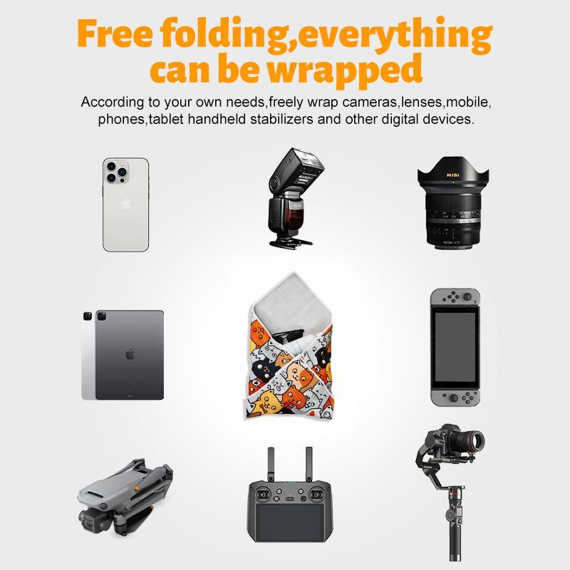 3 Count Magic Self-Adhesive Cloth, Open Lay Flat Makeup Bag, Portable Cosmetic Bag, Travel Makeup Bag For Lazy People, Camera Protective Wrap Lens Protector, Multi-functional Self-Adhesive Cloth