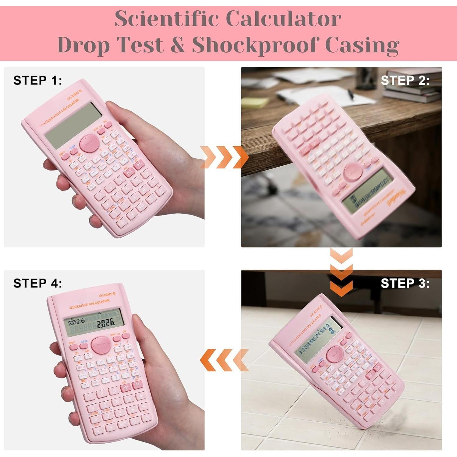 2-Line Display Scientific Calculator with 240 Functions, ABS Plastic, Manufacturer Warranty, Cute Design for Middle & High School Students, Office Stationery & Accounting Supplies