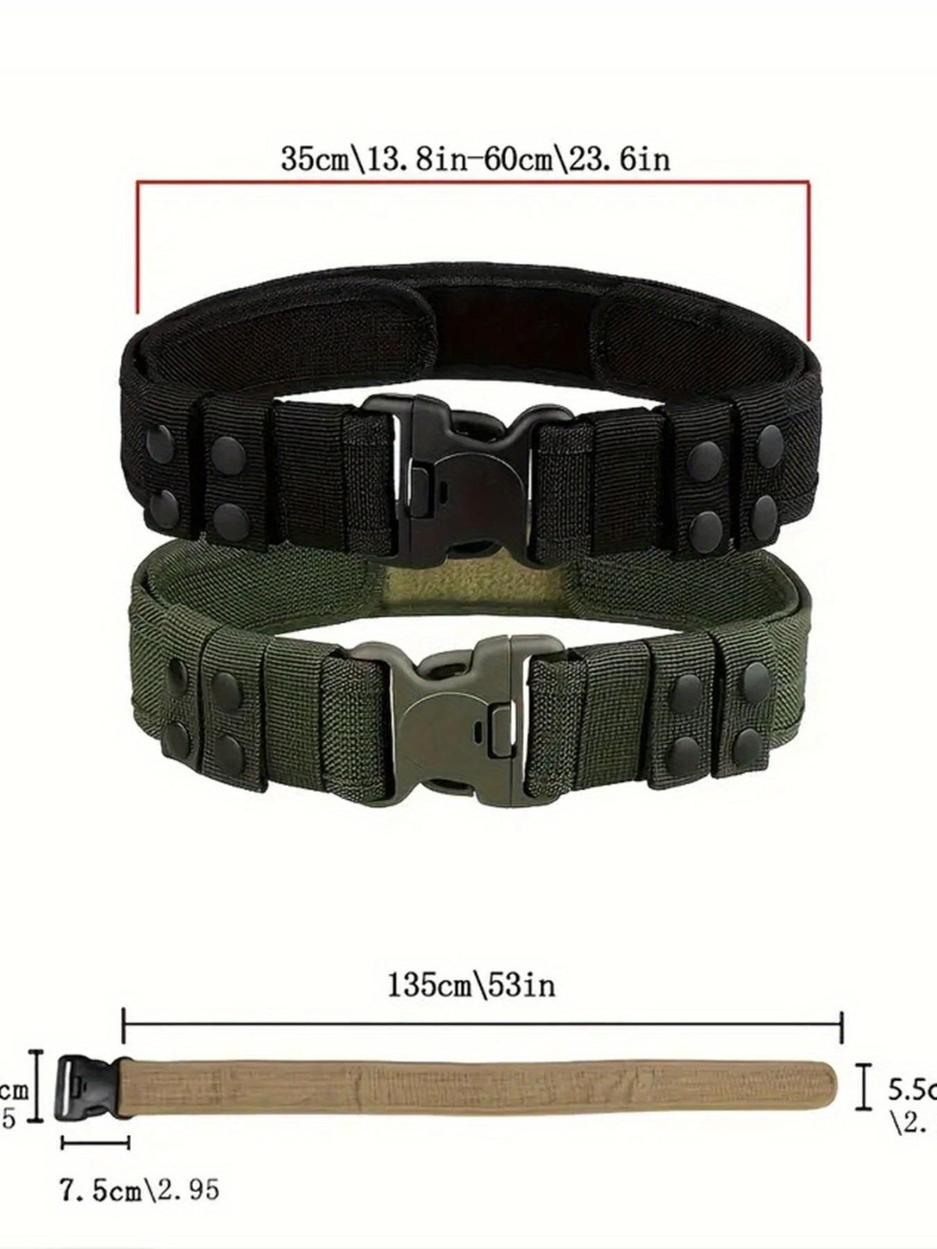 4-Piece Men's Tactical Belt Set, Durable Oxford Webbing, Quick-Release Buckle, Storage Clip, Key Ring, Water Bottle Holder, Ideal for Outdoor Hunting