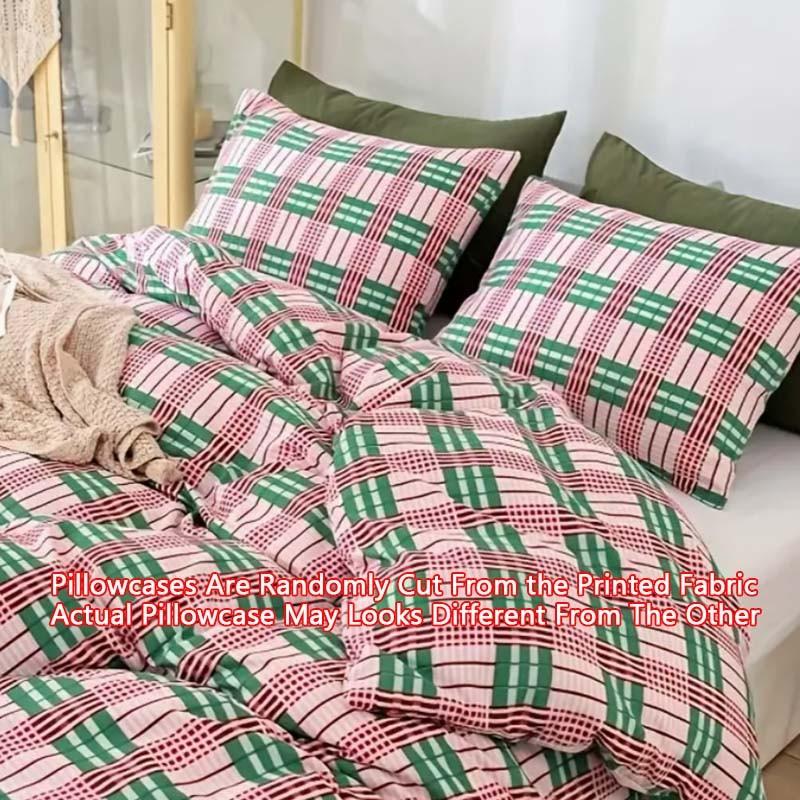 3-Piece Checkerboard Geometric Digital Print Duvet Cover Set, Includes 1 Duvet Cover and 2 Pillowcases (Without Insert), Soft & Breathable Fabric, Retro Color Palette, Ensures Comfortable Sleep.