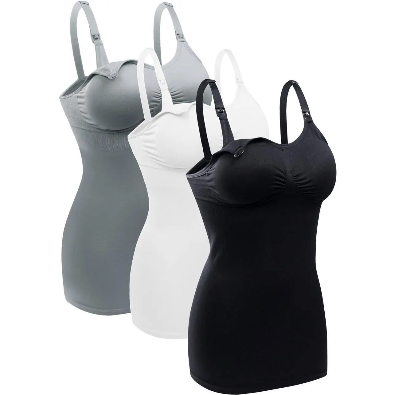 Women's Maternity Nursing Tank Tops - Built-in Bra, Casual, Round Neck, Short Sleeve Maternity Wear for Breastfeeding