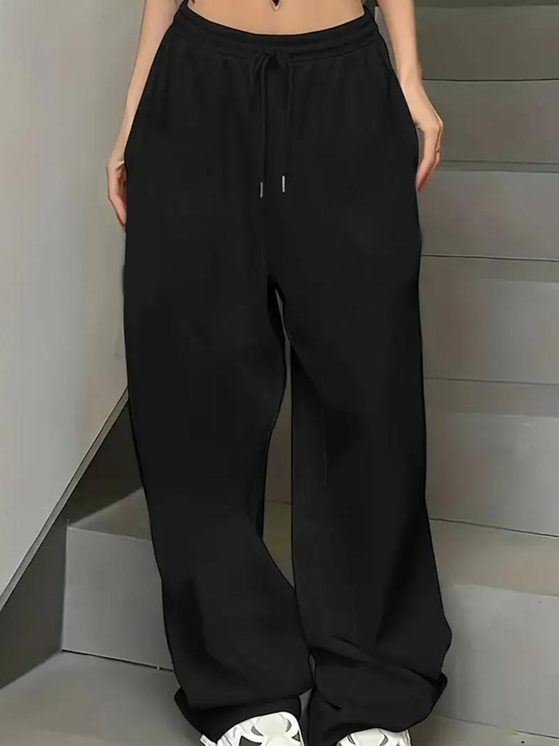 Women's Solid Drawstring Waist Sweatpants, Casual Comfy Jogger Pants for Daily Wear, Ladies Bottoms for Spring & Fall, Casual Sporty Trousers