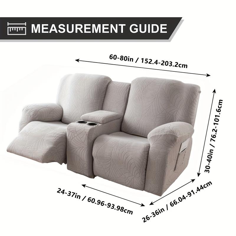 Recliner Loveseat Cover with Center Console, 2 Seater Leaf Jacquard Recliner Sofa Slipcover with Pockets ,Washable Furniture Protector #TikTokShopBlackFriday