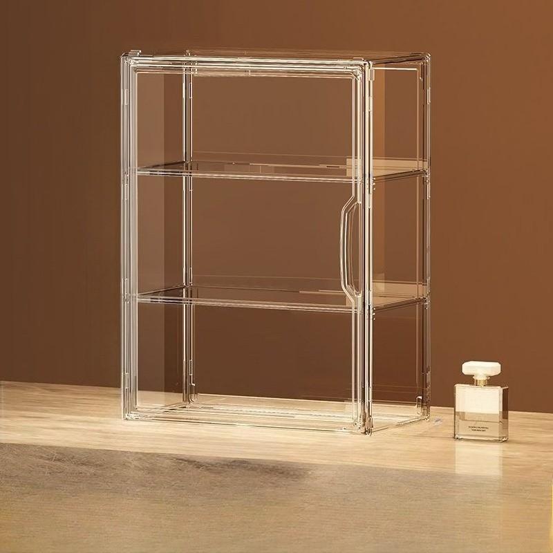 Portable Display Cabinet Organizer with Snap-On Lid, Transparent Acrylic Storage Box for Cosmetics, Toys, Jewelry, Collectibles