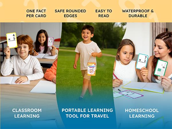 JoyCat Math Flash Cards Set of 4- Multiplication, Division, Addition and Subtraction Flash Cards for Kids 1st 2nd 3rd 4th 5th Grade, Homeschool Supply