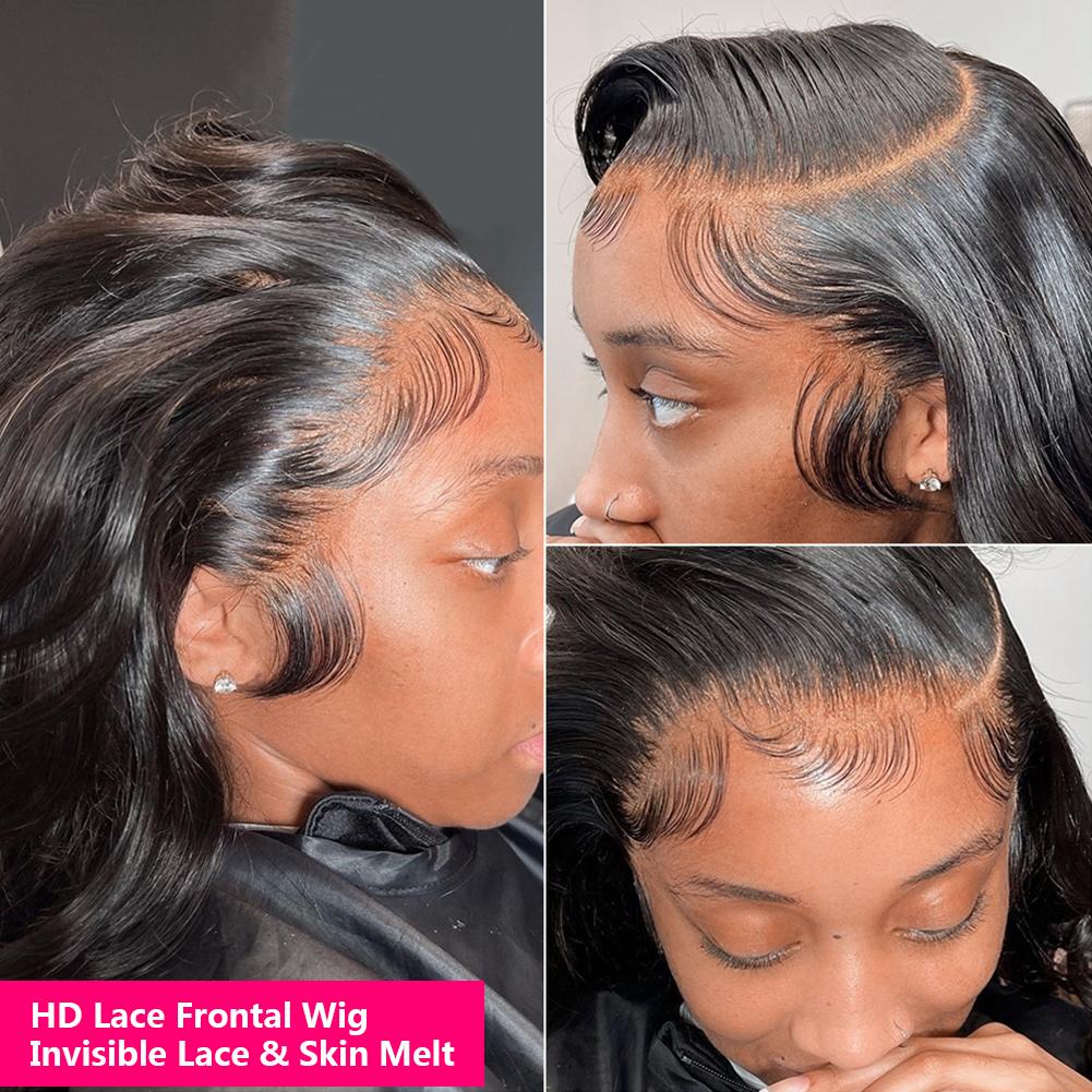 QUANDIAN 13x6 Lace Front Wigs Human Hair HD Transparent Lace Frontal Wig Body Wave 200% Density Human Hair Pre Plucked Brazilian Virgin Hair Springtok