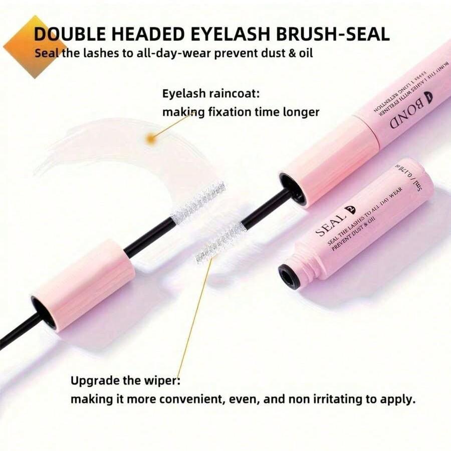 Lash Bond & Seal 10ml Individual Lash Glue, Eyelash Glue Extension, Lashes Adhesive, Super Strong Hold, DIY Lash Extension Kit with 5ml Glue Remover & Tweezers, 48–72 Hour Waterproof Wear for Lash Clusters