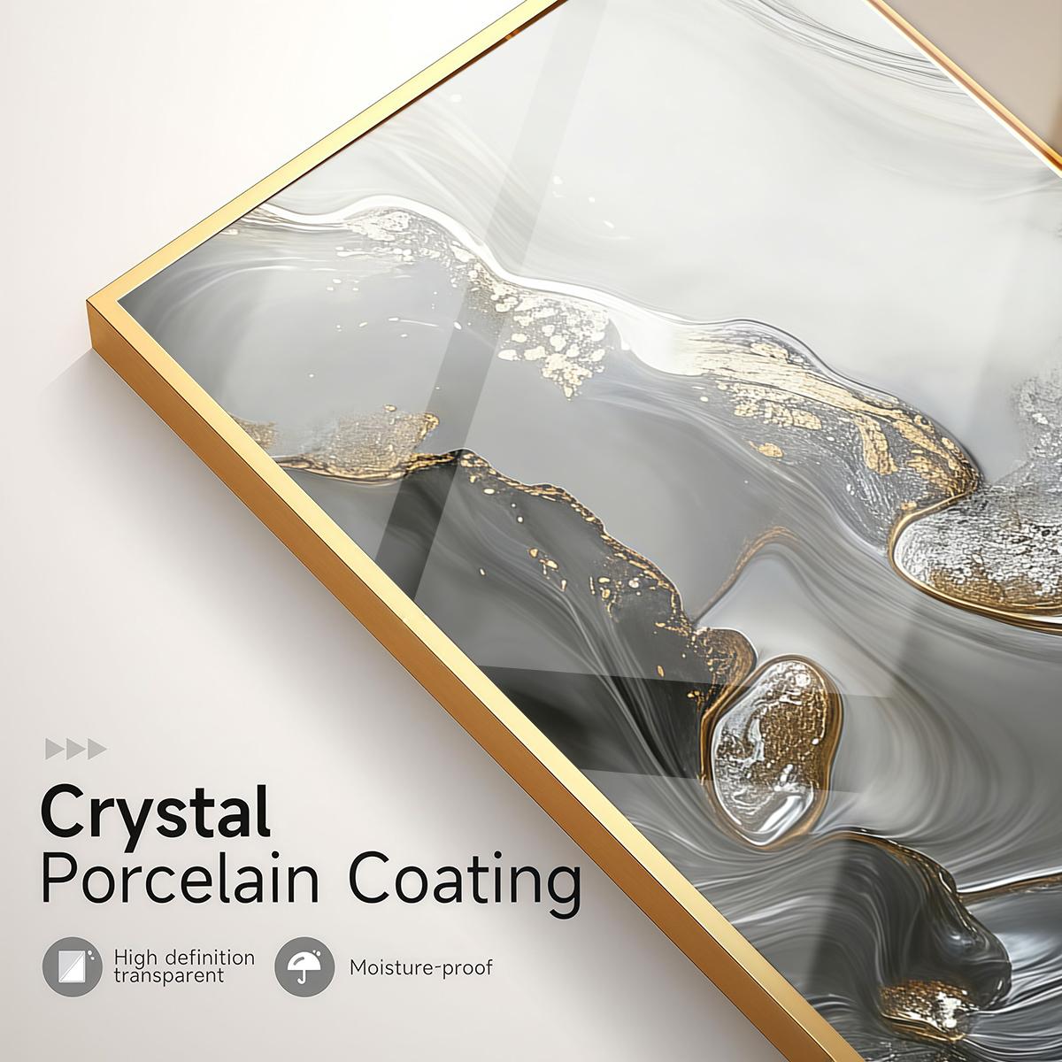 3 Counts Aluminum Alloy Framed Painting, Abstract Gray Gold Fluid Art Pictures, Home Decoration For Living Room, Bedroom, Office, Restaurant, Hallway Wall Decor, Odorless Print Artwork, Luxury Perfect Gift For Friends And Family