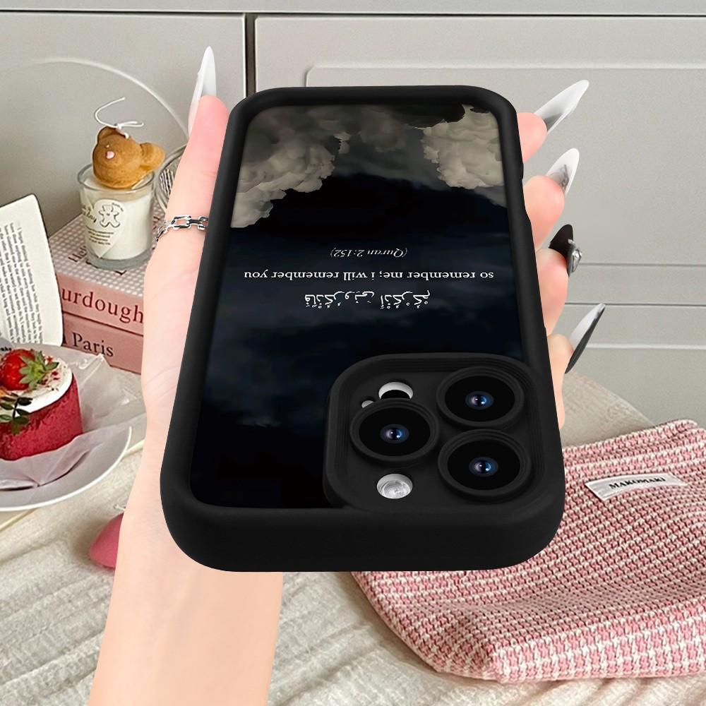 Anti-Drop Soft Case Cover for iPhone Models, Night Sky Letter & Arabic Text Design, Durable Protection for iPhone Series, Stylish Phone Accessory