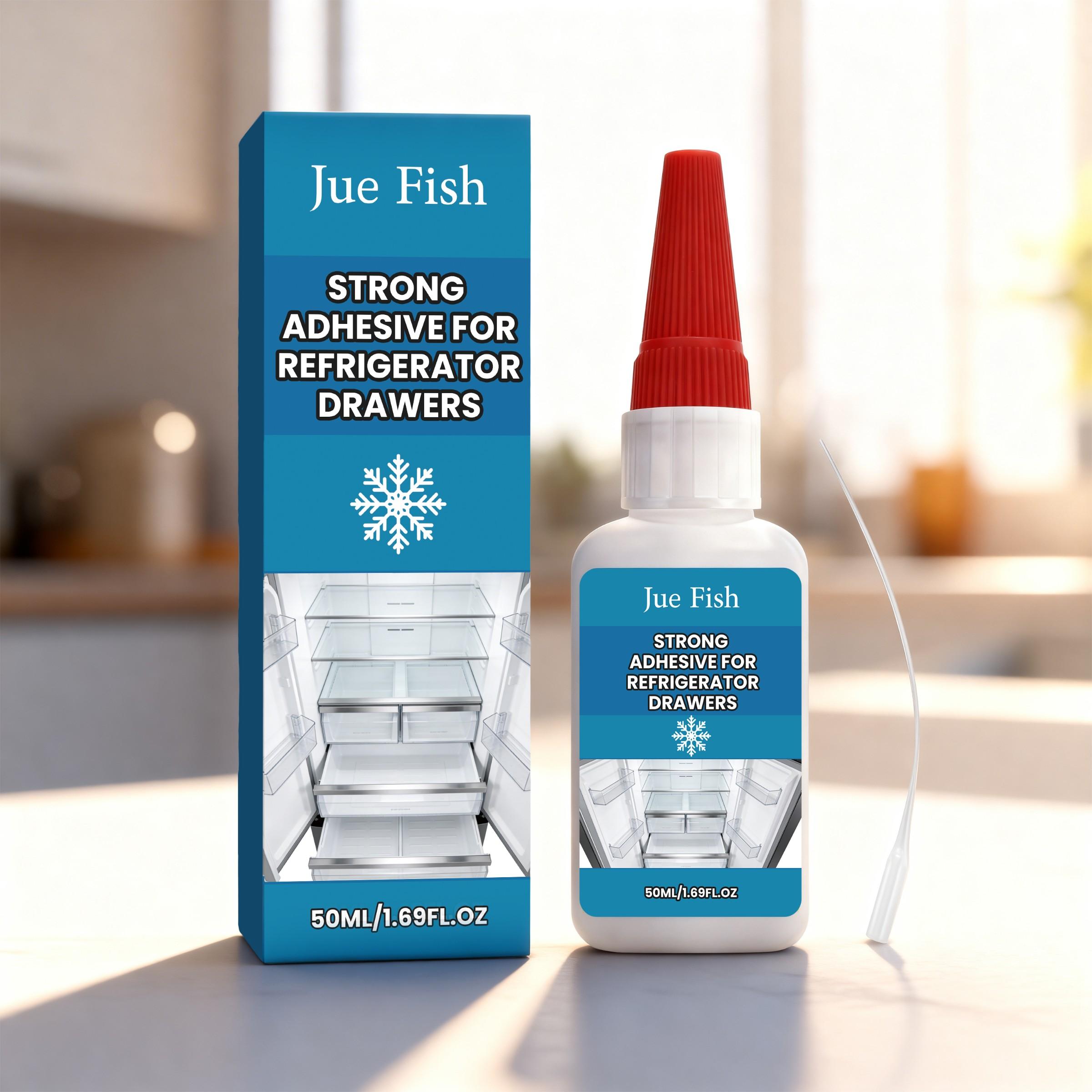 2-Pack Refrigerator Drawer Adhesive (50ML*2), Easy-To-Use, No Nails Needed, Durable Cold Temperatures, Adhesive for Refrigerator Parts