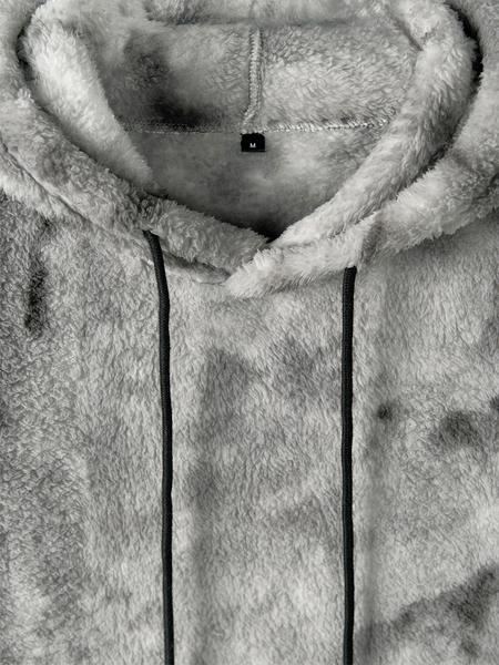 Men's Tie-Dye Hooded Sweatshirt, Soft Plush Drop Shoulder Pullover, Casual Loose Fit for Fall & Winter Layering