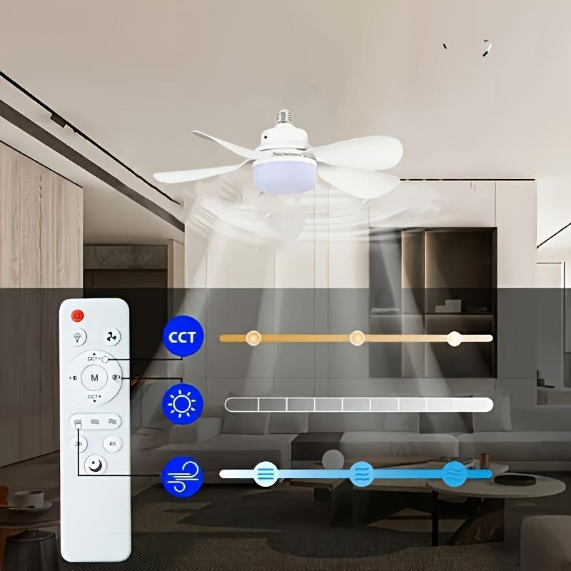 E27 Socket Ceiling Fan Light Remote, Dimmable 3-Speed Quiet in Bedroom, Living Room, Kitchen, Garage and Dining Room-Suitable for all Seasons (1 Pcs)