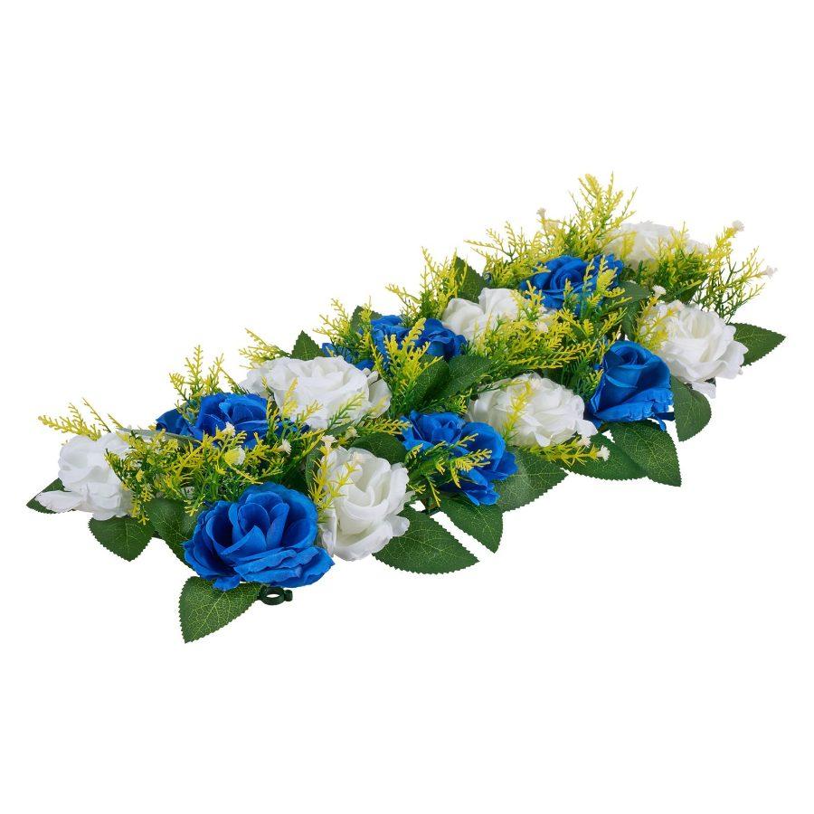 VEVOR Flower Ball Arrangement Bouquet 10 PCS, 19.6x 8.6 Inch Artificial Flower Balls Wedding Table Centerpieces, Faux Rose Arrangements for Wedding Centerpiece Home Decoration, Blue and White Roses