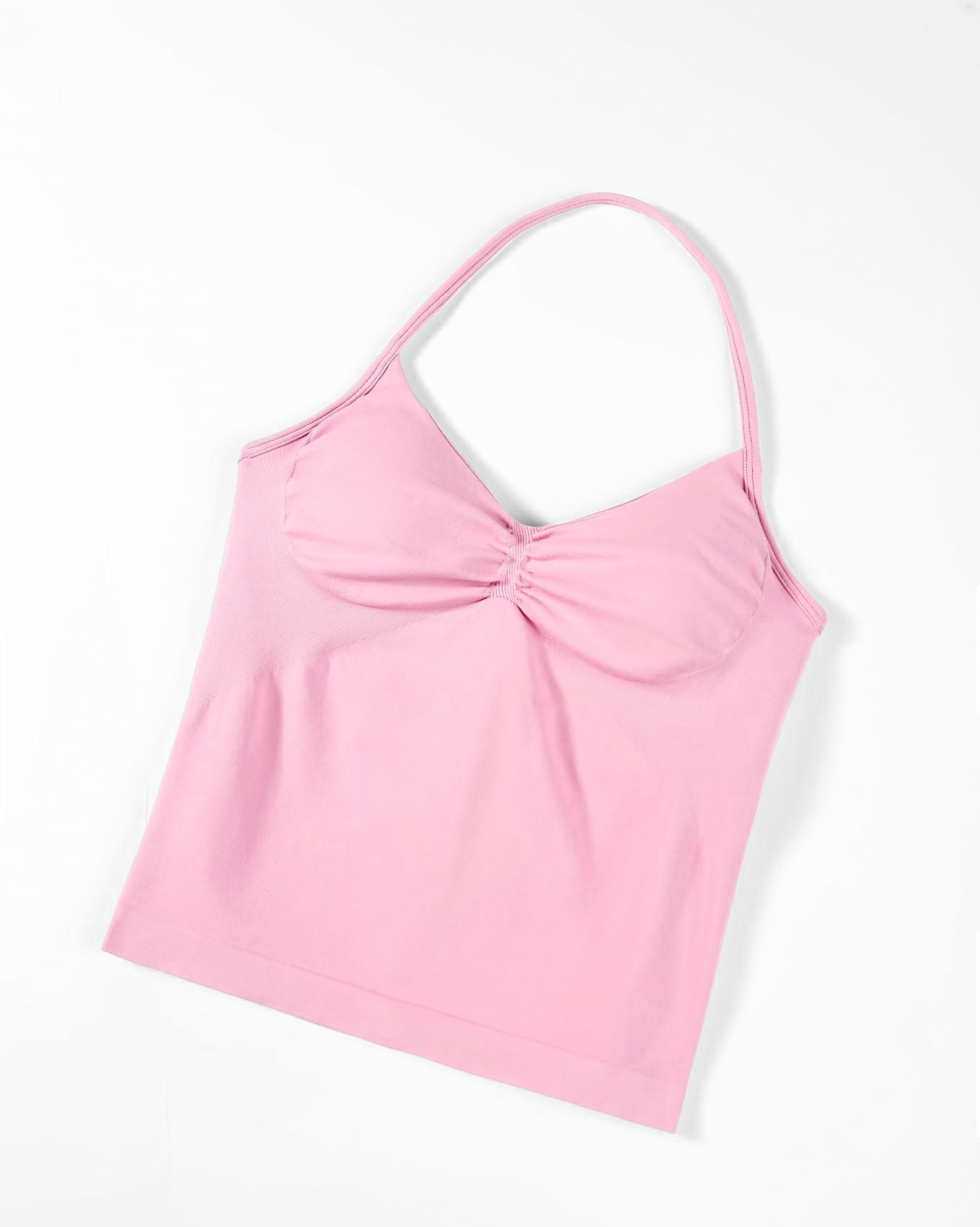 RICH BRIA 2PC Gym Set for Women, Halter Top & High Waist Impact Shorts Sports Set, Sporty Breathable Quick Dry Outfits for Yoga Gym Fitness Running, Ladies Sportswear for Summer, Workout Clothes, Athletic Gym Sets Clothing, Aleisure Wear Clothing