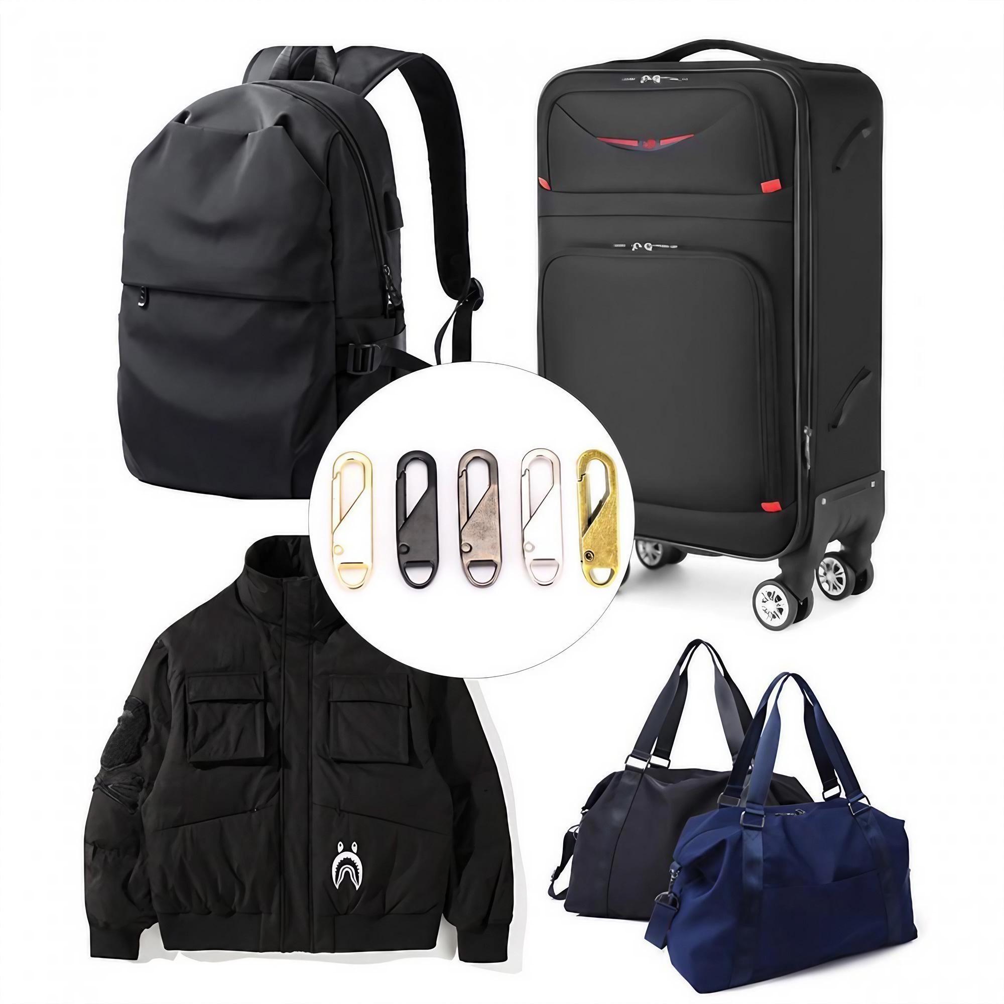 No-Tool Installation 5-Pack Alloy Zipper Pull Replacement, Universal Repair Kit for Luggage Backpacks Jackets Shoes, Anti-Drop Wear-Resistant Zipper Slider Fix, Durable Metal Zipper Repair Accessories