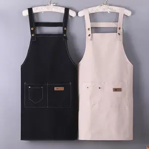 Denim Apron for Men and Women Home Kitchen Apron Sleeveless Apron Shoulder Straps H-shaped Canvas Apron