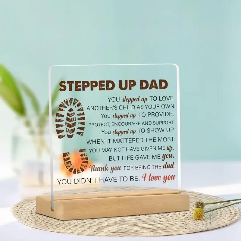 FathersDayGift Acrylic Desktop Decoration Sign, Clear Acrylic Desktop Ornament with Base, Gift for Family, Home Decor for Living Room Bedroom Office, Men's Room Decor, Signage, Decoration Items, Room Accessories Decorative Dad