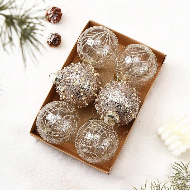 6PCS/Set Christmas Balls Ornaments Xmas Balls Decoration, Shatterproof Christmas Balls Ornaments for Christmas Tree DIY. Painting & Glittering Hanging Ball for Party Event Home Ornaments