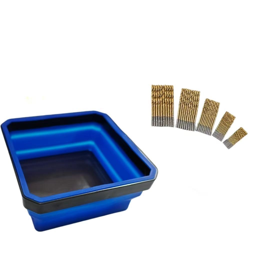 New Colorful Magnetic Silicone Bowl Foldable Dual-Sided Strong Magnet Parts Tray, Industrial Alloy Steel Efficient Chip Removal Multi-Use Drill Bit