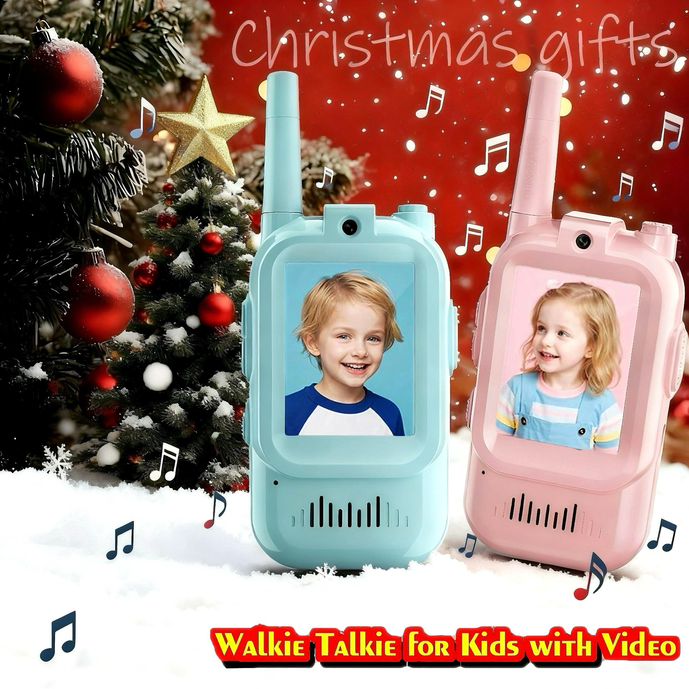 Children's walkie talkie with video, a pair of walkie talkies, rechargeable children's toy with high-definition camera and voice changer, suitable for outdoor, camping, student, gaming and indoor entertainment, Children's Day gift, Christmas gift