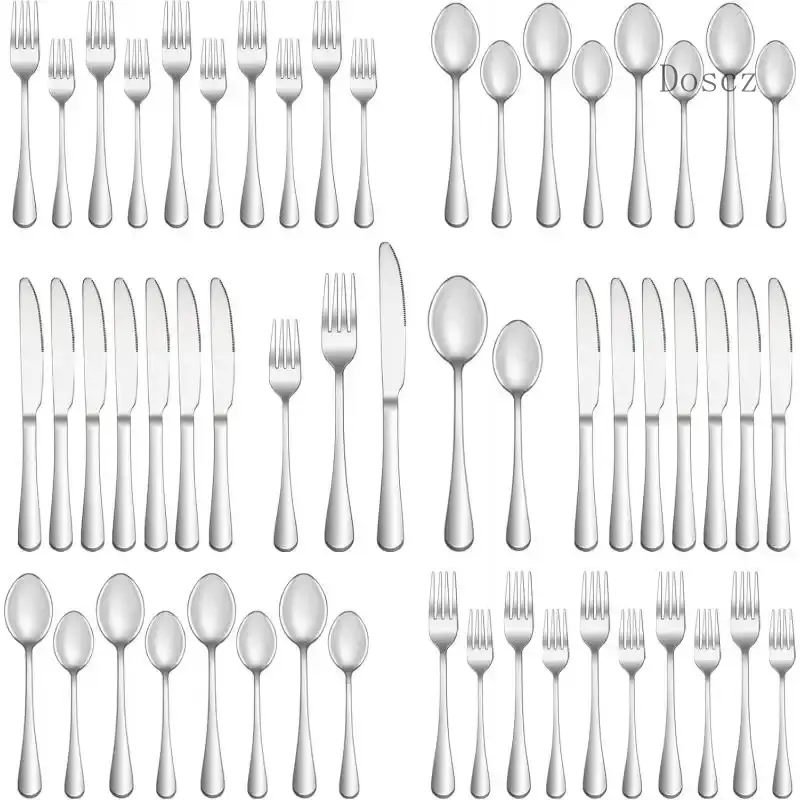 40 Piece Silverware Set Service for 8,Premium Stainless Steel Flatware Set,Mirror Polished Cutlery Utensil Set,Durable Home Kitchen Eating Tableware Set,Include Fork Spoon Set,Dishwasher Safe