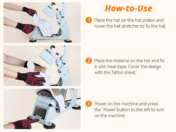 HTVRONT Manual Hat Heat Press Machine 110V - (2 Colors)