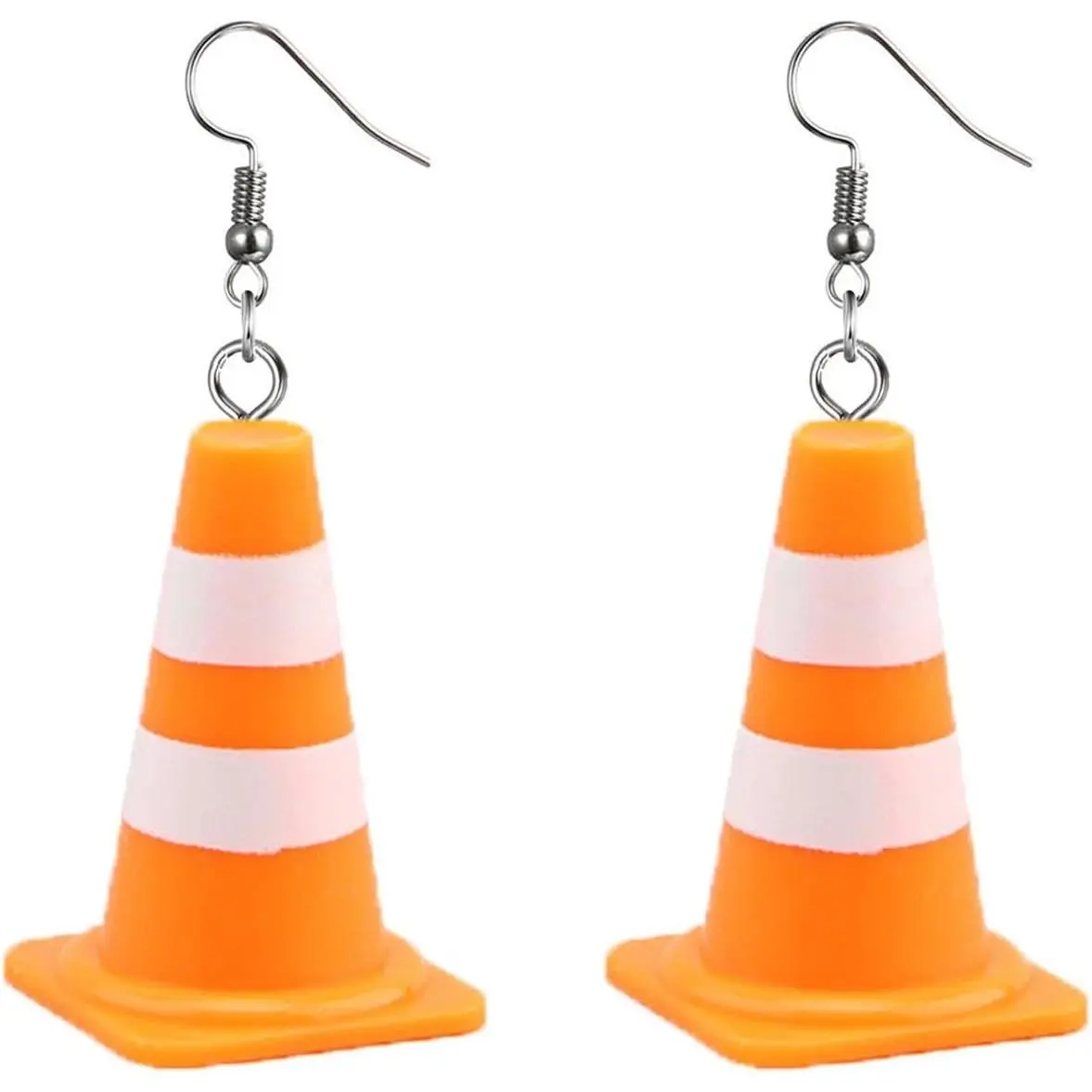 Female Traffic Cone Dangle-Drop Earrings, Lightweight Acrylic Sports-Inspired Warning Jewelry for Party Wear & Unique TikTok Shop Back to School Gift