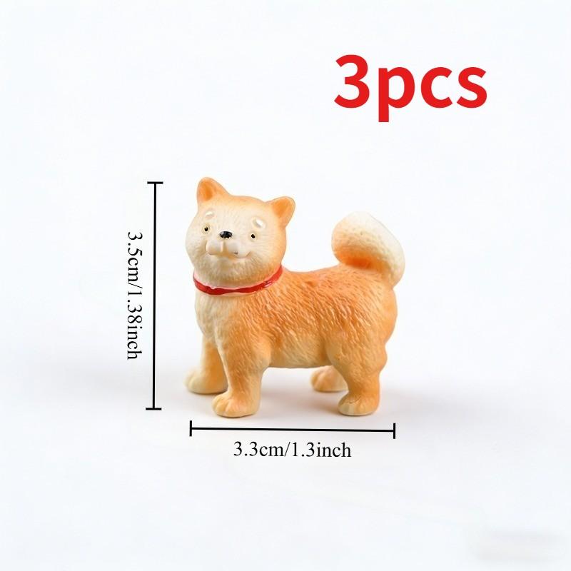3pcs Mini Shiba Inu Dog Figurine, Realistic Small Puppy Sculpture, Resin Animal Decor, Dollhouse, Eco Bottle, Car Dashboard, DIY Craft, Garden Decoration, Collectible Gift