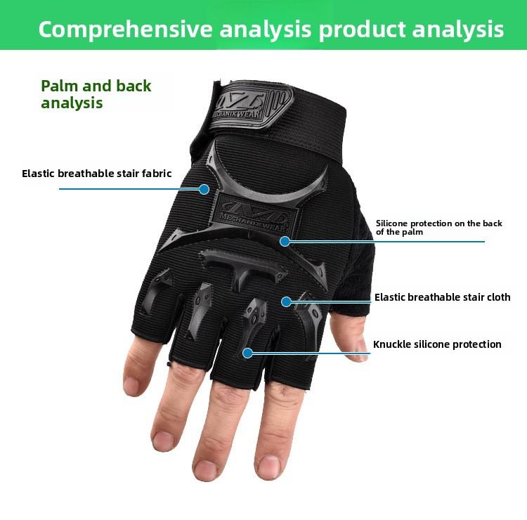 Unisex Adult Half-Finger Bicycle Gloves with Little Seal Print, Anti-Skid Protection for Outdoor Cycling, Fitness - Black