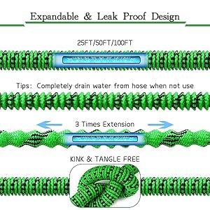 High Quality Car Washing Hose 3/4 in. x 50 75 100ft HEAVY DUTY Kink Free 4X Stronger Expandable Flexible Garden Water Hose with 10 Function Nozzles for Yard Outdoor Garden Watering Car Wash Lawn and RV