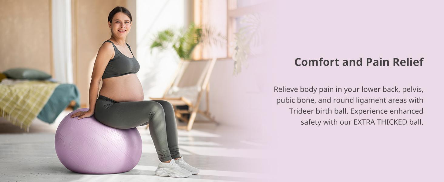 Trideer Pregnancy Ball Birthing Ball, 1.7mm Extra Thick Yoga Ball for Maternity, Labor Birth, Exercise, Physio, Recovery Guide & Baby Memory Book Included, 440LB Anti-Burst & Non-Slip Stability Ball