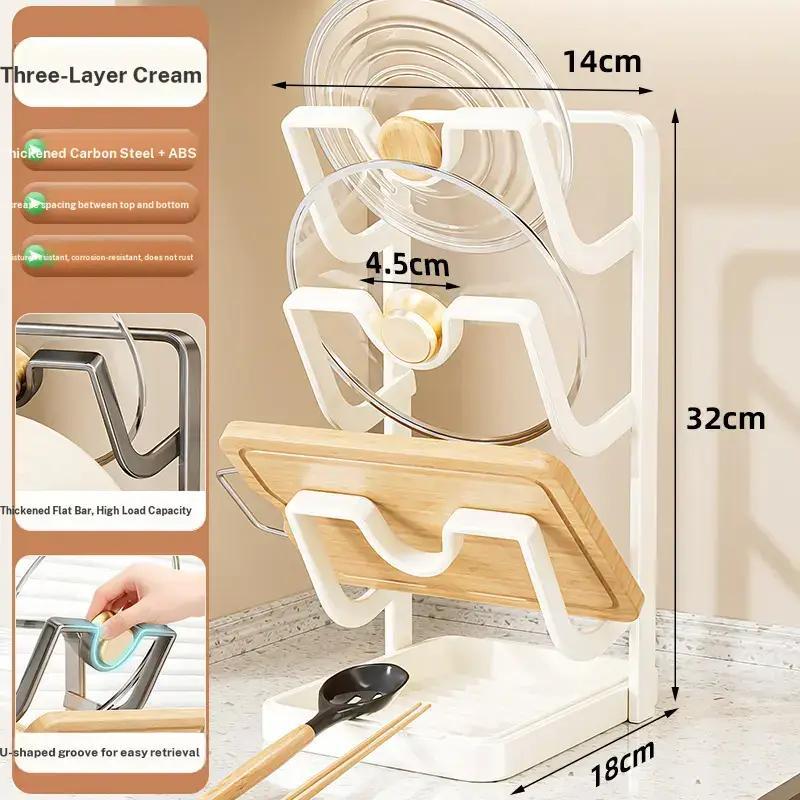 Multifunctional Kitchen Storage Rack, New Pot Lid Rack, Countertop Spatula Holder, Vertical Cutting Board Organizer, Chopping Board Organizer