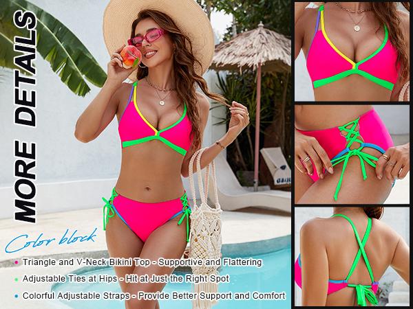 Blooming Jelly Triangle Top String Mid Rise Bottom Women's Cheeky Two Piece Bikini Set