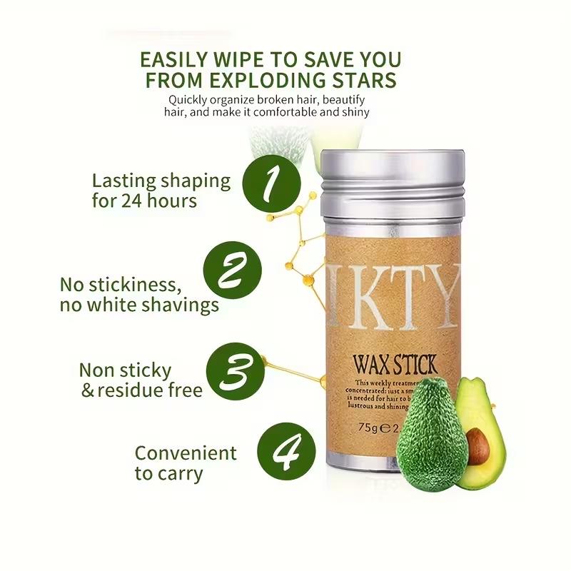 75g Ikt Hair Wax Stick + 5pcs Hair Brush Comb Set, Non-Greasy Styling Gel for All Hair Types, Edge Control Pomade for Baby Hair