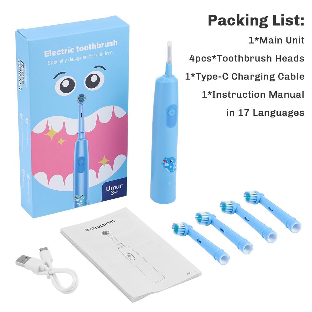 Electric Toothbrush Wonder with 25° Rotating Brush Head and 3D Vibration Cleaning, 3 Modes for Dental Care, 30-Day Long Battery Life and Type-C Fast Charging, IP67 Waterproof Design with Cartoon Patterns for Kids, Power Toothbrush