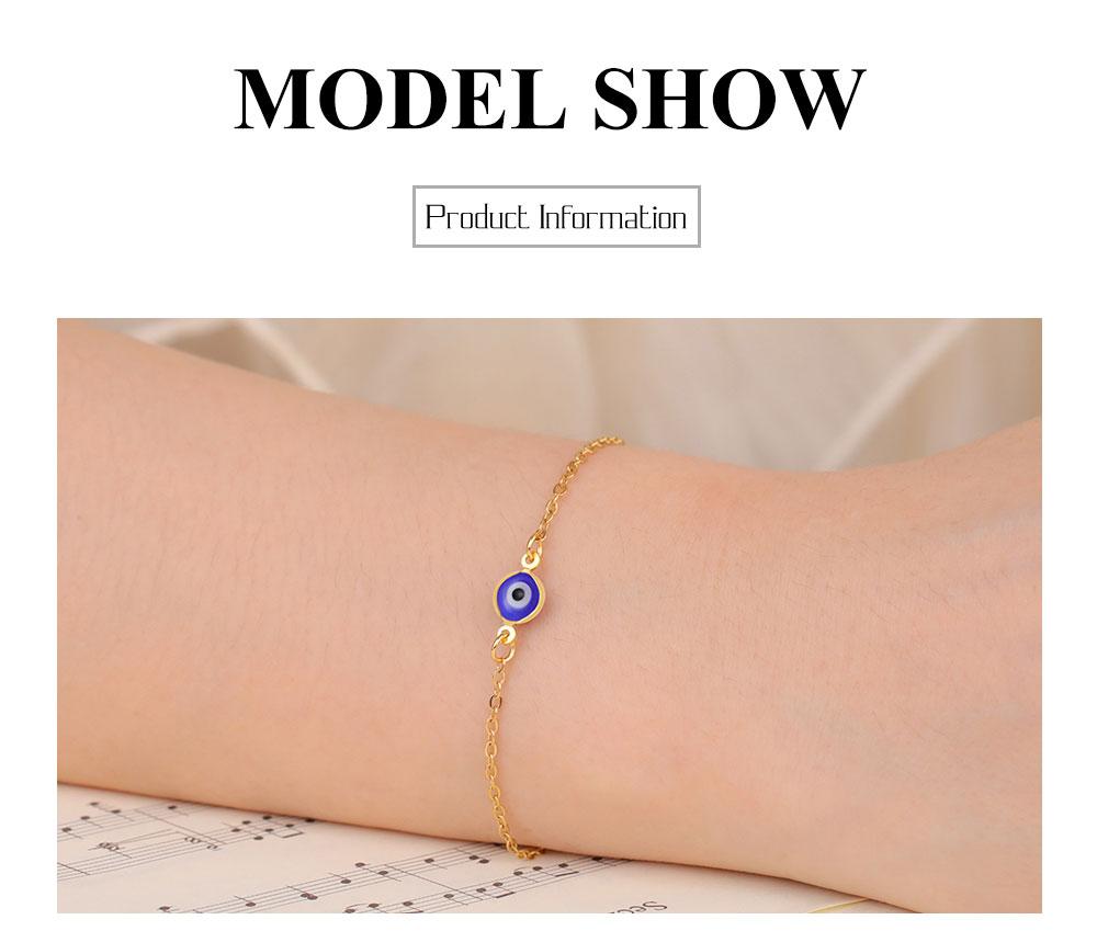 Lucky Tone Stainless Steel Turkish Evil Eye Bracelet Ladies Flat Blue Evil Eye Lucky Chain Charm Bracelet Jewelry Paper Cup Gift